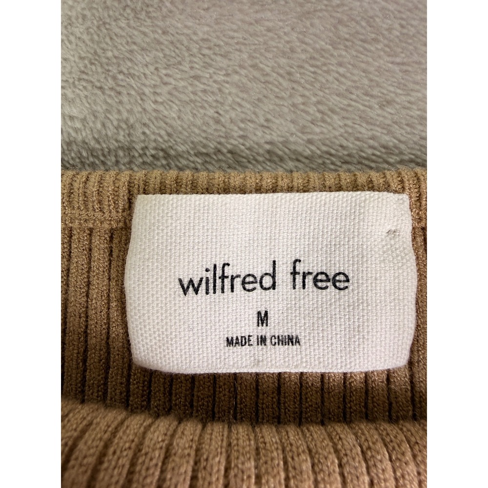 Wilfred Free Knit Cut Out Mini Dress Size Medium Camel‎ Ribbed Cap Sleeve - Picture 5 of 11